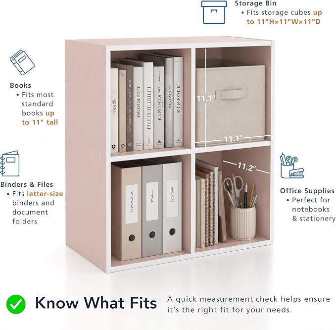Homes: Inside + Out Apexa 6-Cube Storage Organizer Shelves, Stackable Wood Bookcase Fits Cubby Bins for Organization, Dorm Teen Room Decor & Home Office, Light Blue
