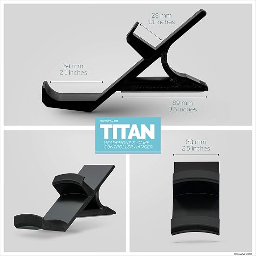 BRAINWAVZ The Titan - Desktop Gamepad Controller & Headphone Hanger Holder - Designed for Xbox ONE, PS4, PS3, Dualshock, Switch, PC, Steelseries, Steam & More, Reduce Clutter, Black
