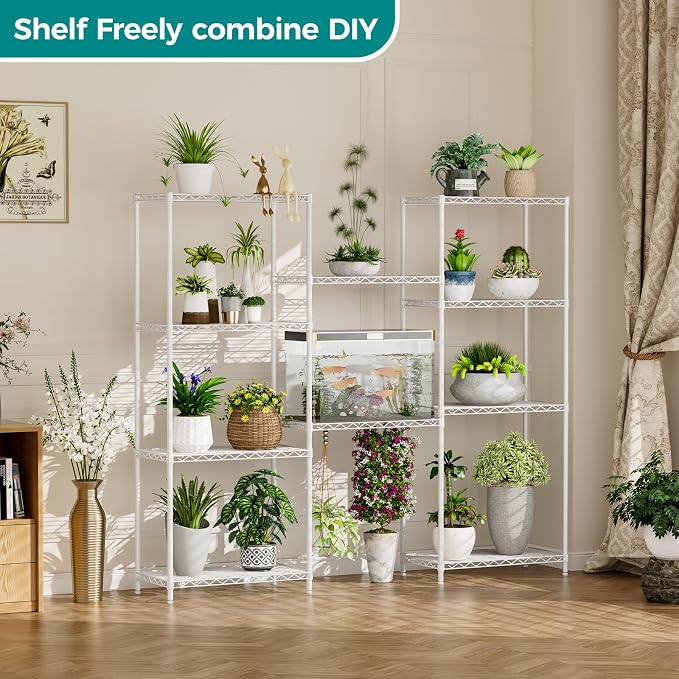 SINGAYE Shelf Wire Shelving Adjustable Storage Shelves Rack Standing Units for Kitchen Closet Laundry Bathroom Organizers Metal Pantry Narrow Mesh Gaps 12" D x 22" W x 59" H White
