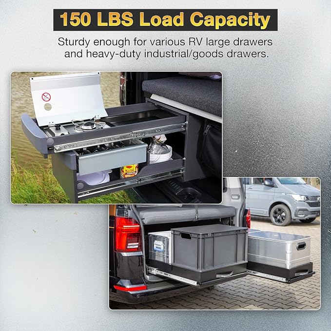 YENUO Heavy Duty Drawer Slides Full Extension with Lock Side Mount 14 16 18 20 22 24 26 28 30 32 34 36 40 Inch Ball Bearing Metal Rails Track Guide Glides Runners 80 Lbs (with Lock, 36 inch)