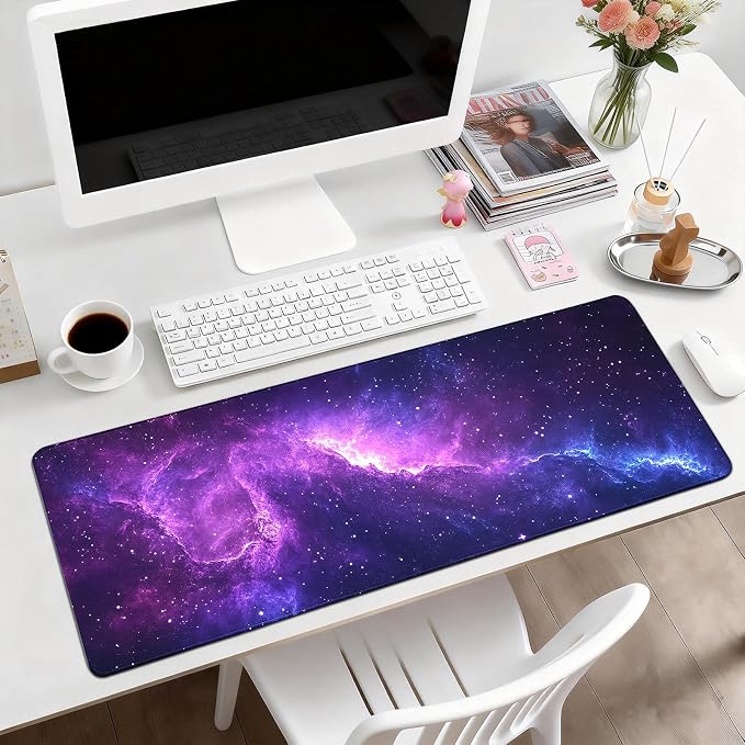 Gaming Desk Mat with Silky Smooth Surface & Exquisite Patterns,31.5x11.8 Inches Large-Sized Mouse Pad, Perfect for Extended Gaming,Work,and Home Office Decor (Starry Sky 6)