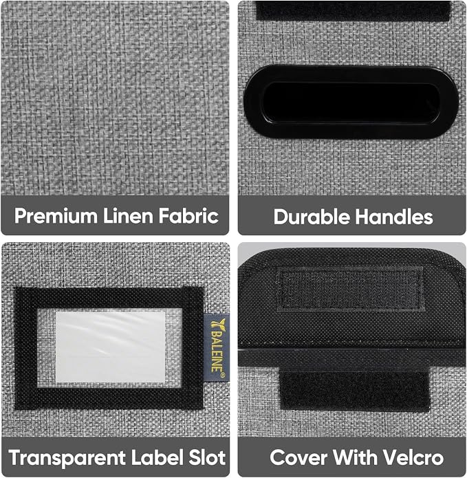 BALEINE File Organizer Box with Lid, Collapsible File Folder Organizer with Plastic Slide, Hanging File Folder Box for Office Document Storage (1 Pack, Grey, S)