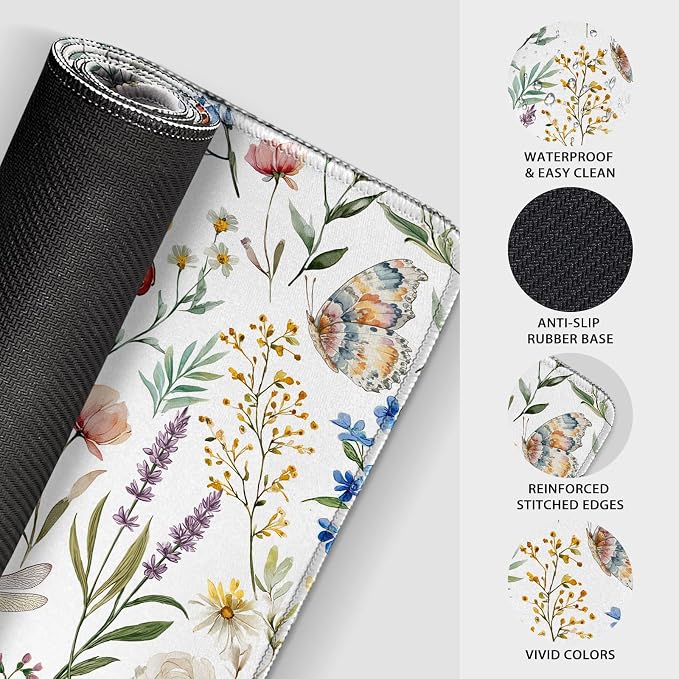 Flower Large Gaming Mouse Pad 31.5"x15.7"｜ Weed Floral Plants XXL Desk Mat, Non-Slip Rubber Base & Stitched Edges - Extended Waterproo Mousepad for PC/Laptop/Office/Home Decor