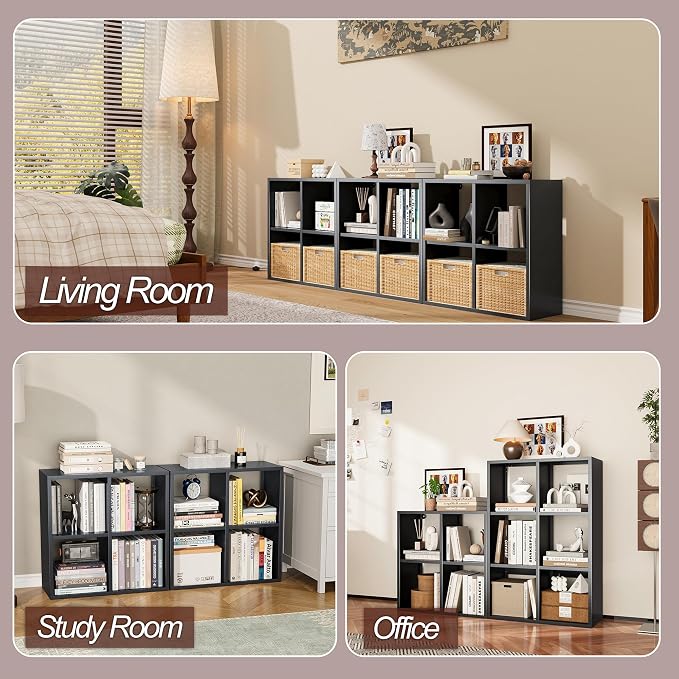 4-Cube Storage Organizer, Modern Cube Shelf, Small Bookshelf Storage Unit, Open Cubicle Bookcase for Living Room, Bathroom, Entrance Hall, Entryway