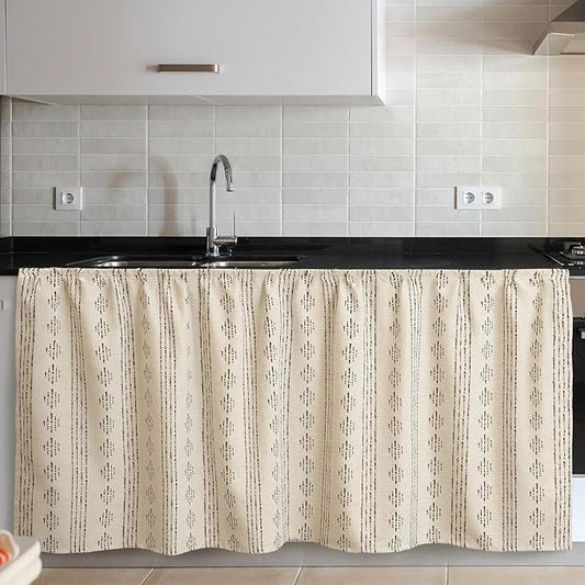 VitalCozy Cabinet Curtains 35" W x 35" L Sink Skirt for Bathroom Kitchen Blue White Plaid Double Layer Ruffles Cabinet Curtains for Classroom Home Farmhouse Rustic Drape Under Desk Privacy Drape