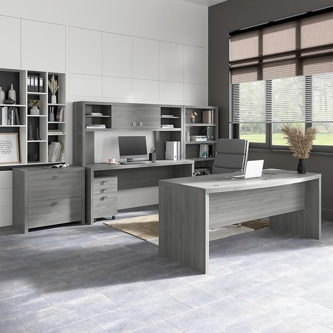 Bush Business Furniture Echo Desk Return/Bridge, Modern Gray