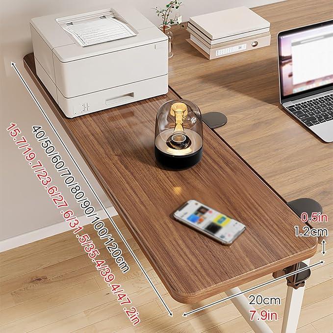 Engineering-Style Desktop Extension Tray,90-Degree Folding Desktop Extension Stand,Sturdy And Stable,Rounded Edges For Safety(90x20cm/35.4x7.9in)