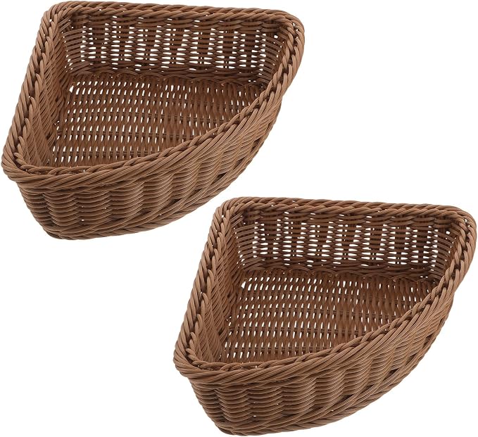 2pcs Triangular Storage Baskets Wedge Corner Cabinet Turntable Shelf Storage Organizer For Kitchen Pantry Items Bathroom Coffee