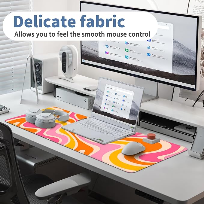 Boho XL Mouse Pad Large Desk Mat Extended Keyboard Mouse Pad Abstract Mousepad with Non-Slip Base and Stitched Edge Minimalist Mouse Mat Desk Pad 31.5 x 11.8 in Mouse Pads for Desk Home Office Gaming
