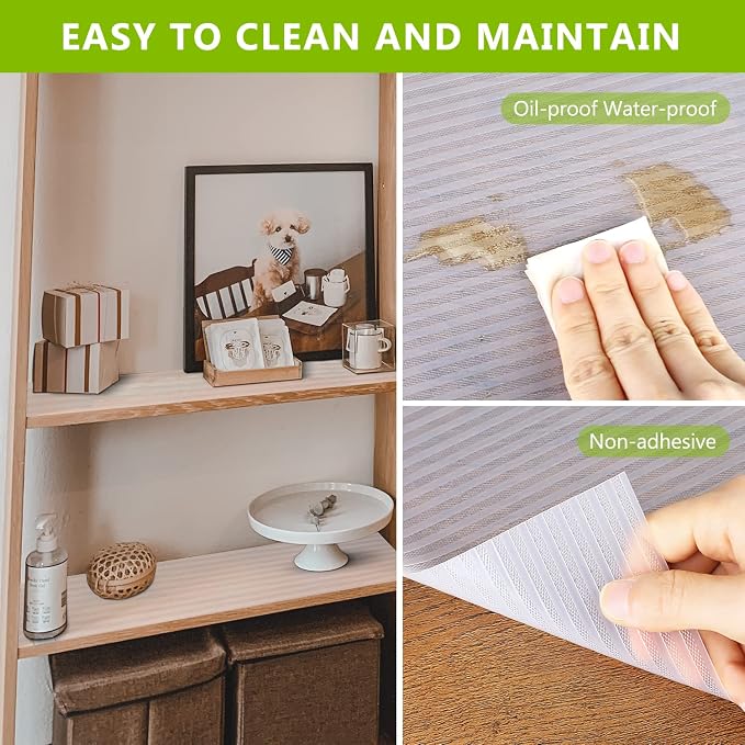 Shelf Liner Non Adhesive Refrigerator Mats Washable, No Odor Plastic Pantry Liners, Wire Shelf Paper & Drawer Liner for Cupboard, Kitchen Cabinets, Bathroom Shelves, Shoe Rack