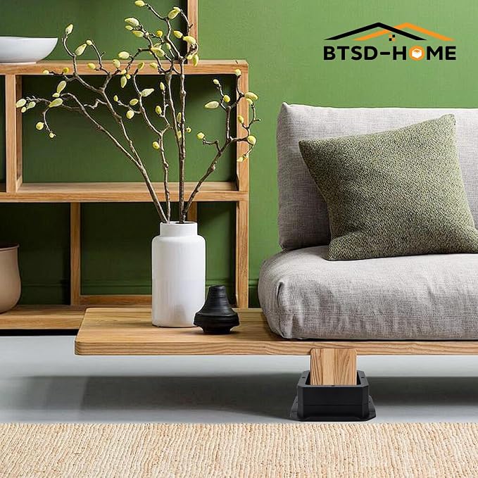 BTSD-home Bed Risers 1 inch Heavy Duty Furniture Risers for Sofa Table and Chair Black 4 Pack