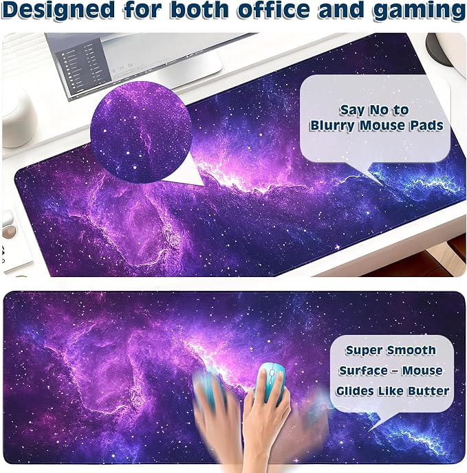 Gaming Desk Mat with Silky Smooth Surface & Exquisite Patterns,31.5x11.8 Inches Large-Sized Mouse Pad, Perfect for Extended Gaming,Work,and Home Office Decor (Starry Sky 6)