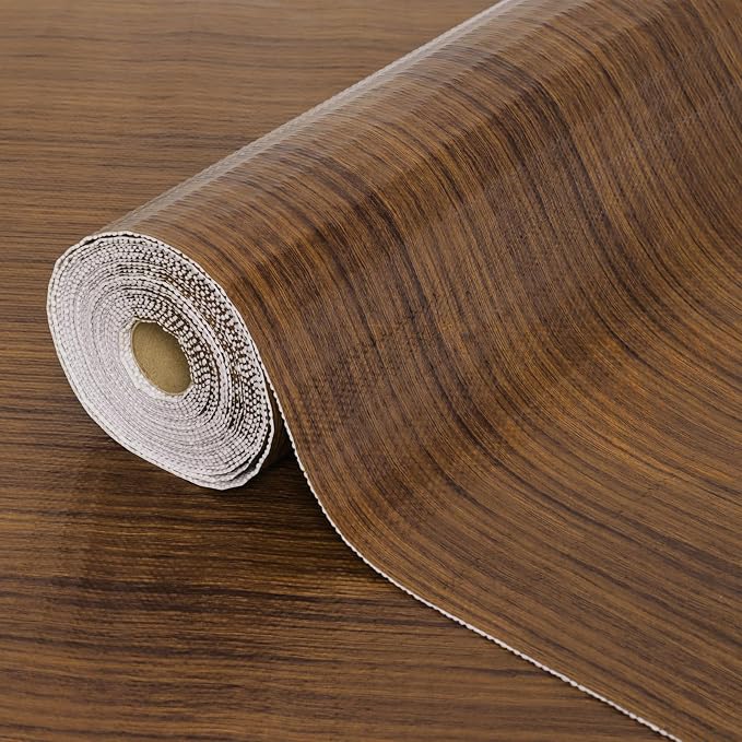 Drawer Shelf Liner for Kitchen Cabinets, Non Adhesive Slip Resistant Shelf Paper Easy to Clean, Strong Grip Thickened Waterproof Washable Mats for Pantry Shelves, Cupboard, Wood Grain, 17.5 in x 30 FT