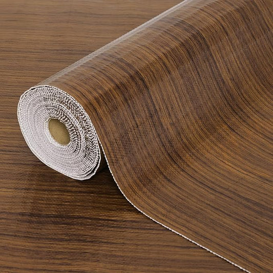 Drawer Shelf Liner for Kitchen Cabinets, Non Adhesive Slip Resistant Shelf Paper Easy to Clean, Strong Grip Thickened Waterproof Washable Mats for Pantry Shelves, Cupboard, Wood Grain, 17.5 in x 20 FT