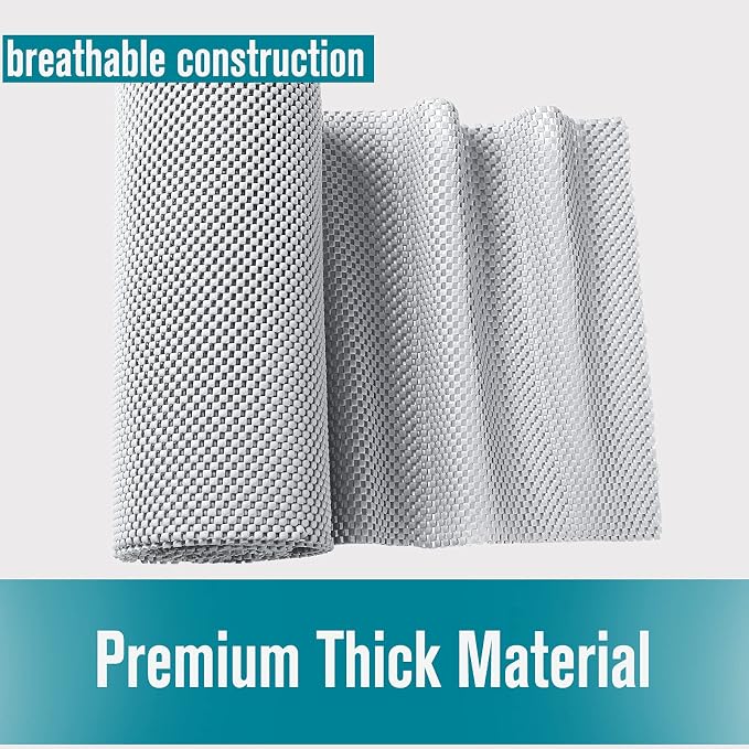 Drawer Shelf and Cabinet Liner, Thick Strong Grip, Non-Adhesive Liners Protect Kitchen Cabinets and Cupboard, Bathroom Drawers, Easy Install, Breathable Mat, 20 Inches x 20 Feet, Black