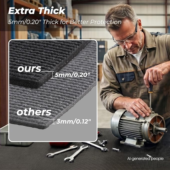 PABUSIOR Tool Box Drawer Liners: 24" Wide 5MM Thick Large Toolbox Shelf Liner for Under Sink - Non Slip Heavy Duty Foam Cabinet Shelves Mat 24" W x 98" L Black