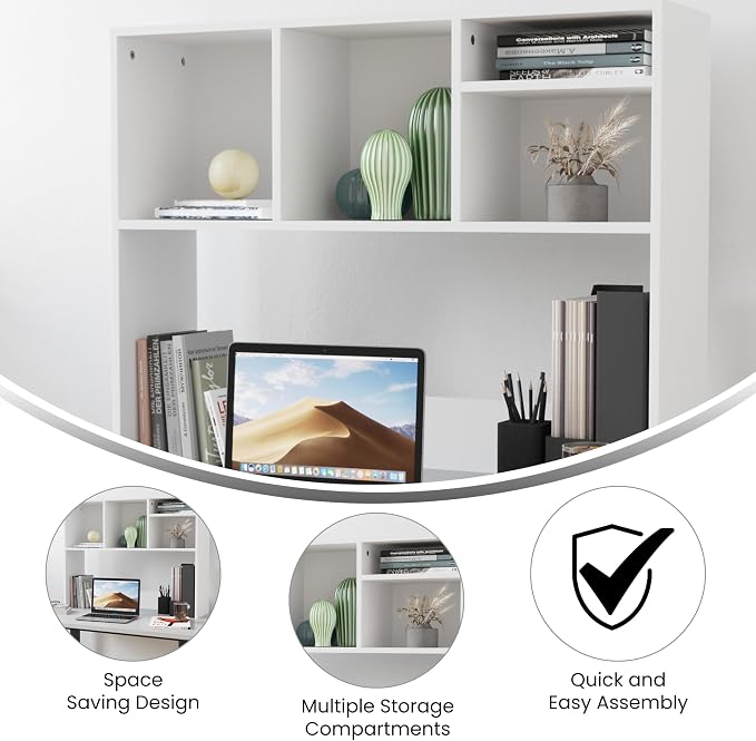 EMMA + OLIVER Freesia Cubby Organizer for Desktop, Storage or Display Shelf Ideal for Dorm Room, Home Office and Gaming Areas, 37" W, White