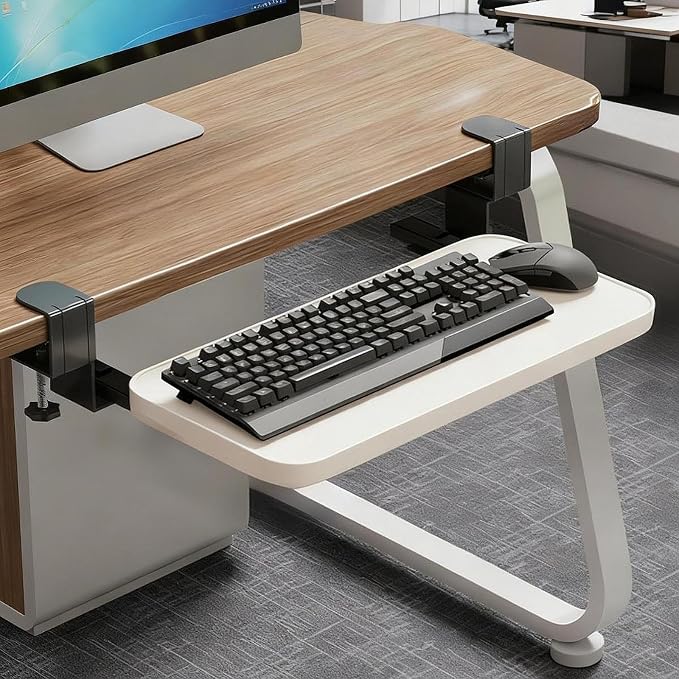 Desk Extension Tray Keyboard Tray Tablet Extension Organizer Quick Installation Wrist Support Carbon MDF Suitable for Office, 60cmx20cmx1.2cm