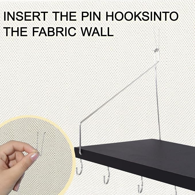 1-Pack Cubicle Shelf For Fabric Walls With Hooks：12x6.0in Black Wooden Cubicle Shelf Hanging Organizer Silver shelves Accessories Office Stylish Ations cubical Decorations For Women Desk work storage