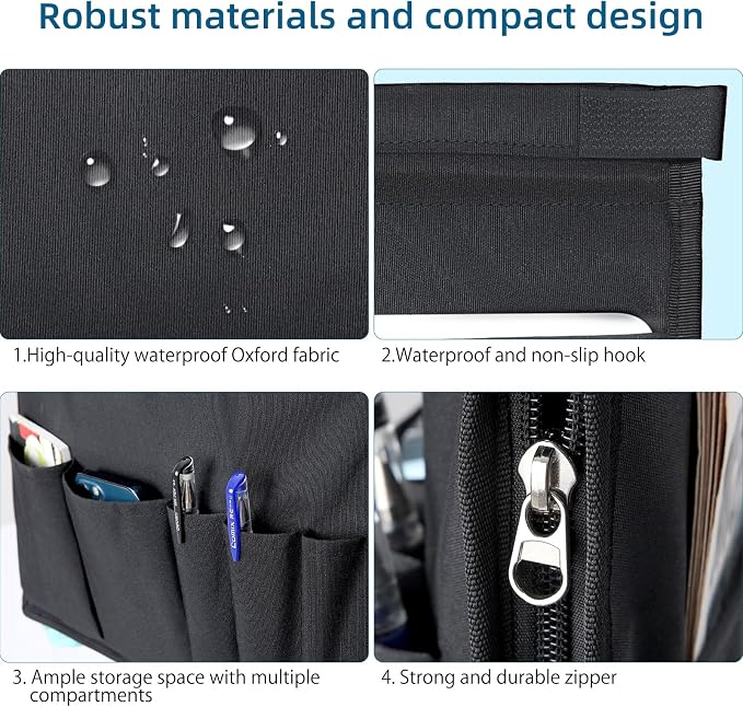 MASTLU Under Desk Hanging Storage Bag, Desk Organizer Storage, Office Side Storage Bag, Compatible with A4 Files, Detachable Handle Design, No Assembly Required, For Office Home School