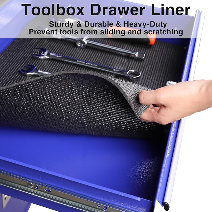 PABUSIOR Under Sinks Cabinet Liner: 5MM Thick Foam Kitchen Shelf Liners 22" x 82.7 Inch - Black Strong Grip Non-Slip Easy to Cut Large Tool Box Drawer Mat for Garage Shelving