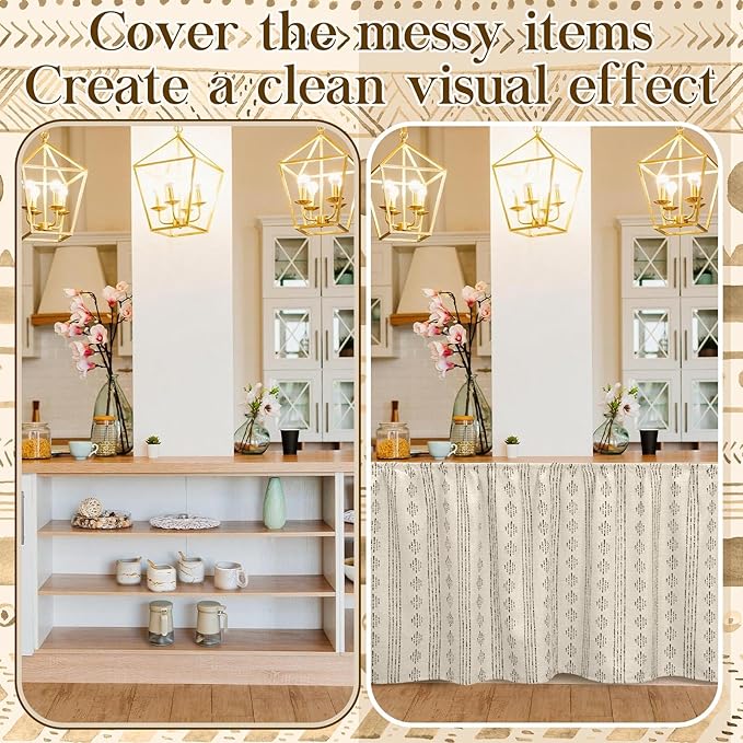 VitalCozy Cabinet Curtains 35" W x 35" L Sink Skirt for Bathroom Kitchen Blue White Plaid Double Layer Ruffles Cabinet Curtains for Classroom Home Farmhouse Rustic Drape Under Desk Privacy Drape