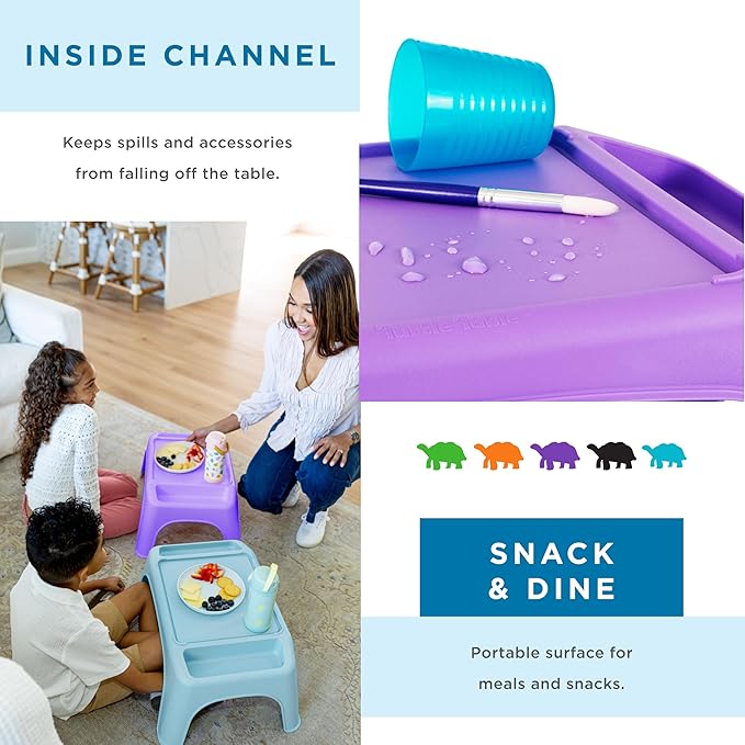 LAPGEAR Turtle Table Kids Activity Lap Desk Tray with Storage Wells for Snacks, Play, Classroom and Sensory Toys - Purple - Pack of 8 - Style No. 20002