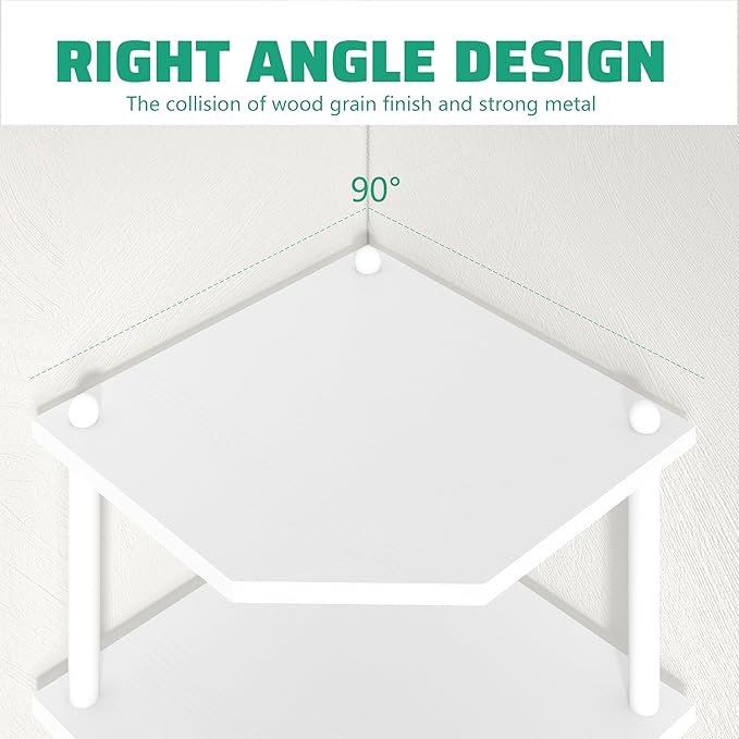 Corner Shelf Stand for Desk - 90° Corner Design to Free Up Desktop | Easy to Assemble 3-Tier Vertical Storage 15 lb Per Shelf 6.7 in Clearance for Books Coffee Mugs Supplies on Office Desks