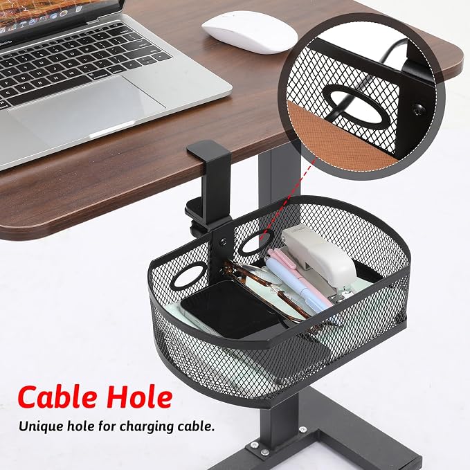 Under Desk Storage Drawer Organizer, Clamp on Under Table Shelf Hanging Desk Mount Tray Attachable Drawer Basket for Home Office Desktop Clutter Management Space Saving