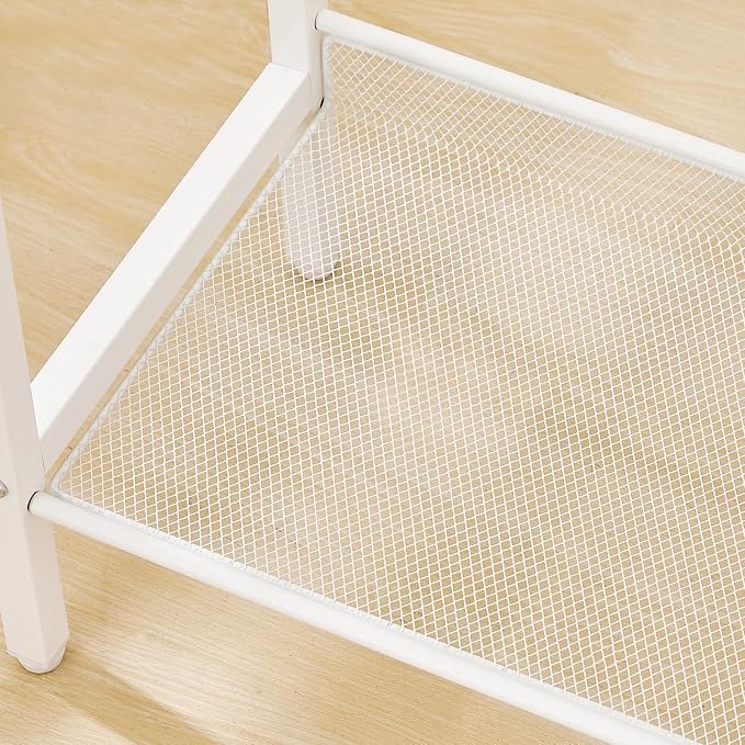 HOOBRO Tall Side Table, 3-Tier Telephone End Table with Adjustable Mesh Shelves, Small Entryway Table with Storage, Small Nightstand for Living Room, Bedroom, Hallway, Office, White WW01DH01G1