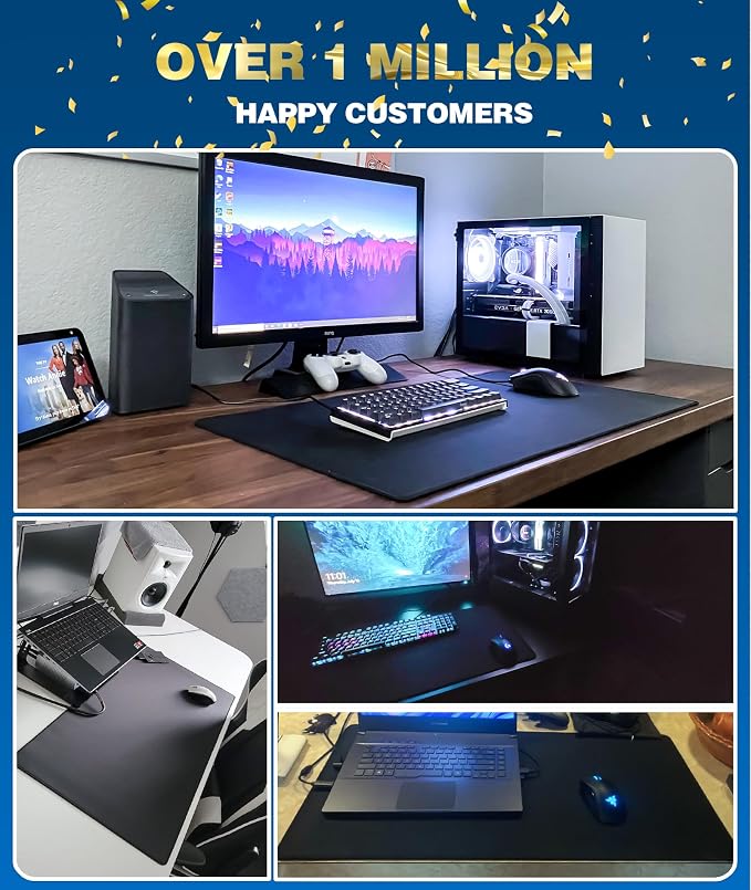KTRIO Large Gaming Mouse Pad Desk Mat for Gamer, 31.5" x 15.7", Black, XXL | Extended Size Design, Superior Micro-Weave Cloth, Non-Slip Rubber Base, Durable Stitched Edges, Water-Resistant Coating