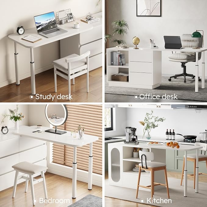 CycleCrew Large L-Shaped Desk Extension, 47.2" L Freestanding Desk Extender with Adjustable Height, Full-Size Tabletop Extension for Existing Desk, Space Saving Workstation Expansion for Home Office