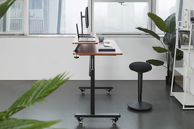 Stand Steady 55 Inch Clamp On Desk Shelf | Large Monitor Riser Supports 3 Screens for Extra Storage | Ergonomic Monitor Stand Securely Attaches to Surface with Clamp Base - No Screws (55 In / Cherry)