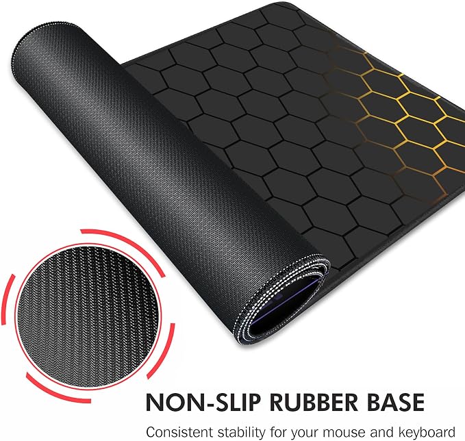 Galdas Mouse Pad for Gaming,XXL XL Large Mouse Mat Long Extended Mousepad Desk Mat Non-Slip Rubber Mice Pads Stitched Edges Thin (31.5 x 11.8 x 0.12 Inches) Grid
