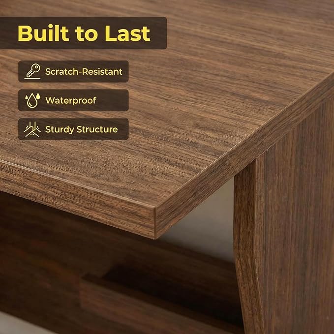 IDEALHOUSE L Shaped Desk with Storage Shelves, Small Corner Desk for Small Spaces, Reversible Table with 3 Tier Shelves, Home Office, Writing Study Gaming Desk, Walnut Wood