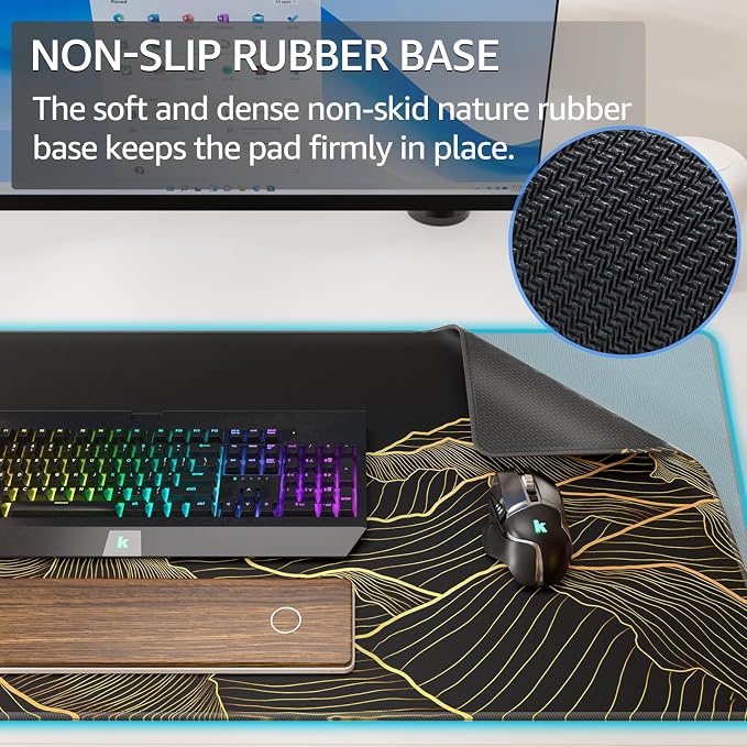 KTRIO Large Gaming Mouse Pad, Desk Mat, 31.5 x 15.7 in, Bright Rise, XXL | Smooth Micro-Weave Surface, Artistic Pattern Design, Non-Slip Rubber Base, Durable Stitched Edges, Office & Home Use
