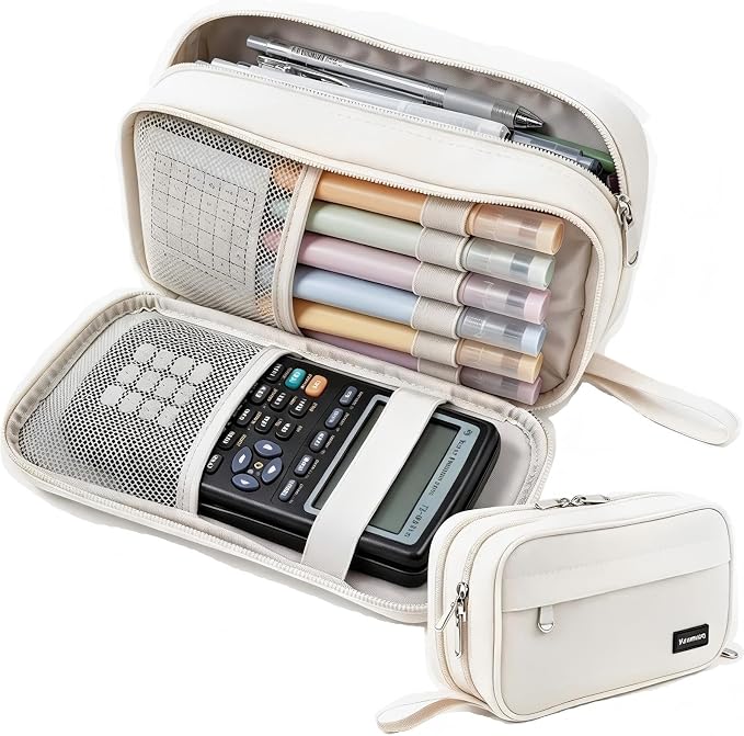 Pencil Case Big Capacity Pen Pouch Large Storage Holder Marker Pen Bag Durable 3 Compartment School Office Desk Organizer Portable Cute Zipper Stationery for Kids Teen Student Boys Girls Adults