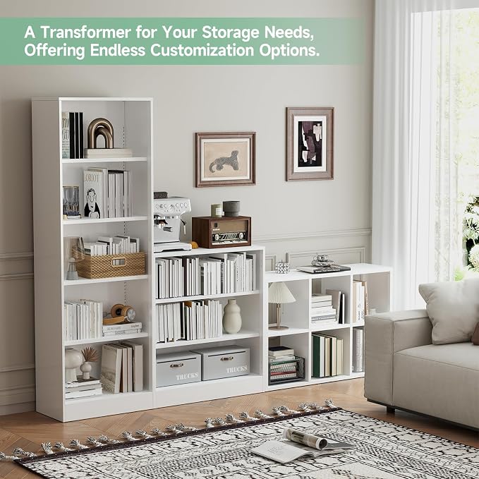 IRONMIX Metal 6 Cube Storage Organizer, White Short Bookshelf with Storage, Modern Cube Organizer with Shelves, 2-Tier Horizontal Bookshelf for Home Office, Library, Classroom (White, 1037)
