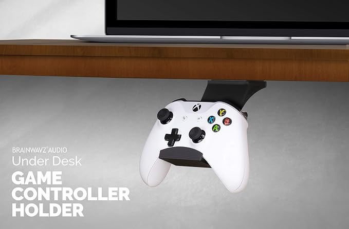 Gamepad Under The Desk Mount Holder Hanger for Xbox One, Switch, PS4, PC, Steam, Steelseries & Most Game Controllers, No Screws, VHB Tape, by Brainwavz (Black, Improved Adheasion Nov2019)