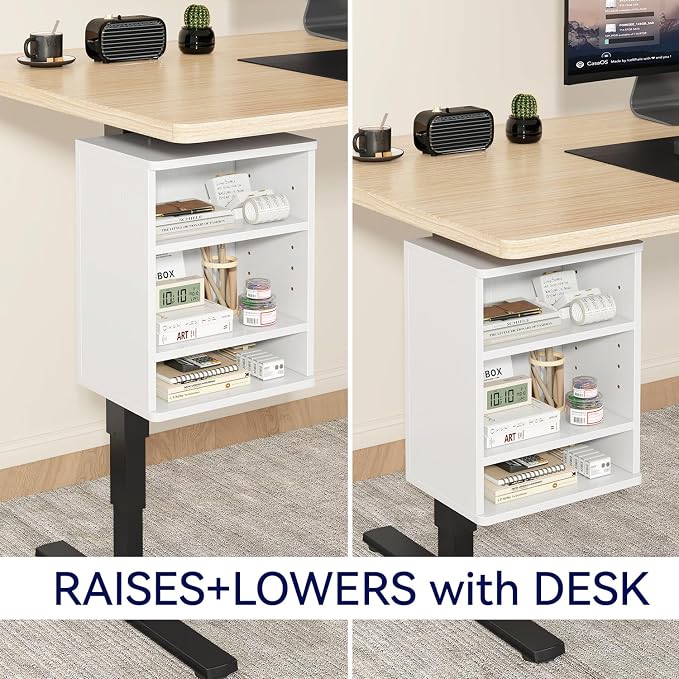 IBUYKE Under-Desk Storage Cabinet Adjustable Cabinet Fits with Standing Desks & Any Desk Legs Clamp-on Shelf for Office and Gaming Room for Elevating Your Workspace UTMZ012W