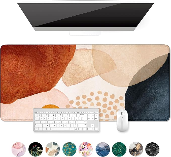 Auhoahsil Large Mouse Pad, XXL Desk Pad, Extened 35" x 15", Non-Slip Rubber Base, Stitched Edges, Superior Surface, Waterproof Keyboard Mat, Large Mousepad for Gamer, Office & Home, Abstract Stone