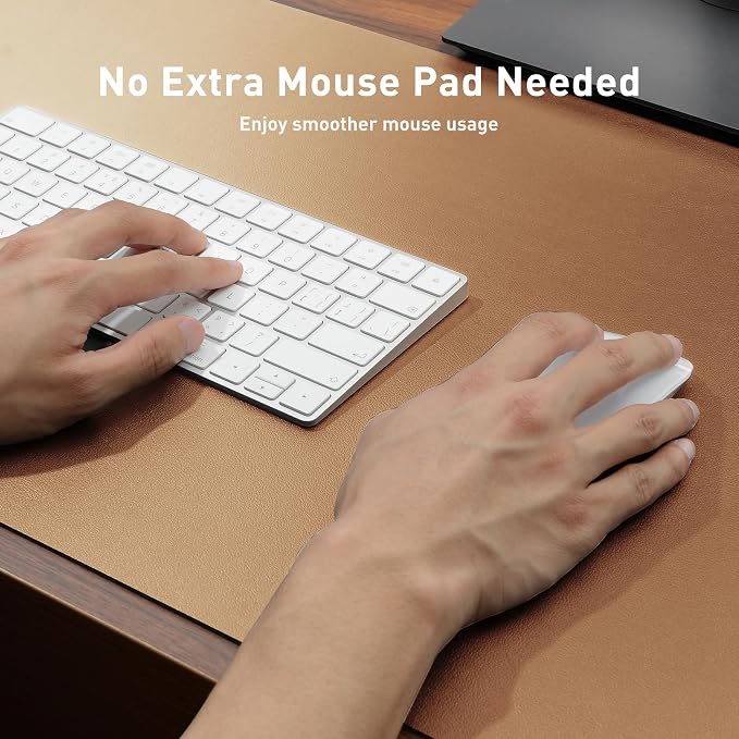 Aothia Faux Leather Desk Mat, Waterproof Desk Pad (Khaki, 48" x 17") | One large surface for your keyboard, laptop and mouse, reducing desktop clutter without a separate mouse pad