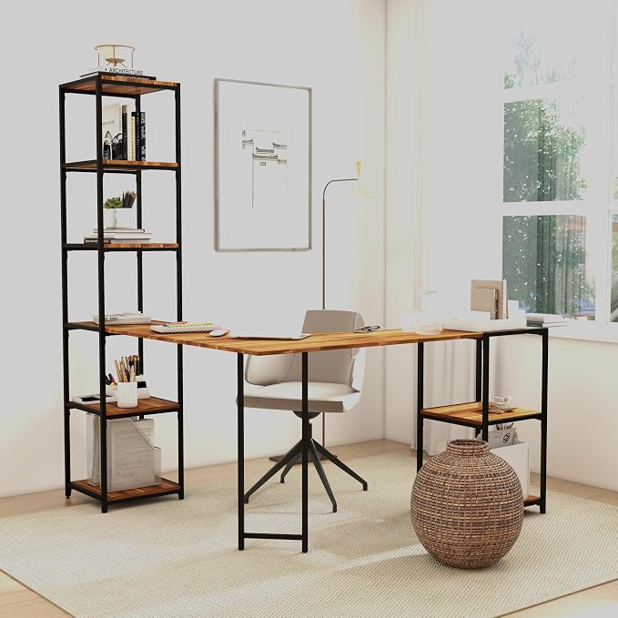 CB Home Square Corner Desk w/6-Tier Tower - Modular Shelving System Customizable with 30+ Free Combinations- Contract Grade Quality