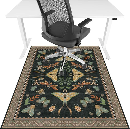 Office Chair Mat for Hardwood Floor & Tile Floor,36"x48"Heavy Duty Desk Chair Mat for Hard Floors, Under Desk Rug for Rolling Computer Chair,Anti Slip,Low Pile Carpet Floor-Colorful Insects