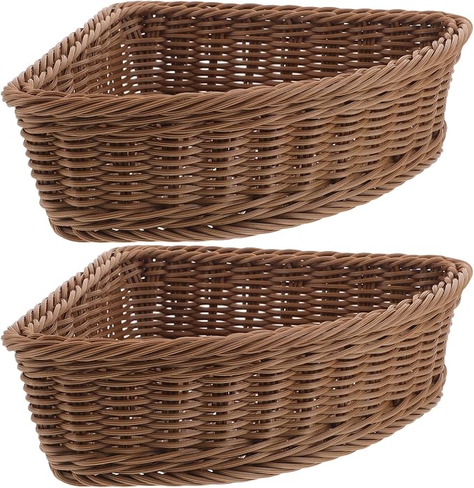 2pcs Triangular Storage Baskets Wedge Corner Cabinet Turntable Shelf Storage Organizer For Kitchen Pantry Items Bathroom Coffee