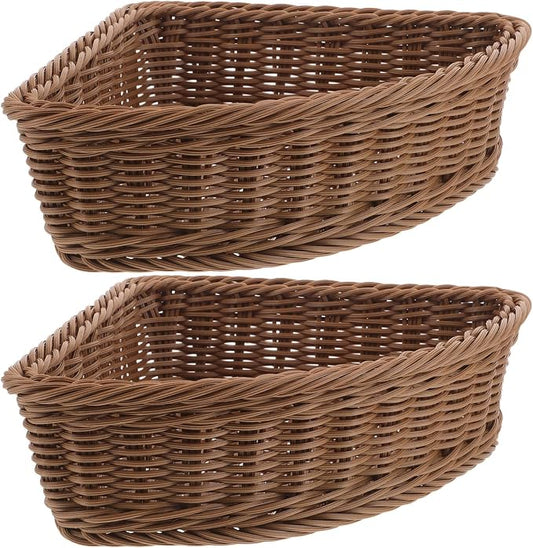 2pcs Triangular Storage Baskets Wedge Corner Cabinet Turntable Shelf Storage Organizer For Kitchen Pantry Items Bathroom Coffee