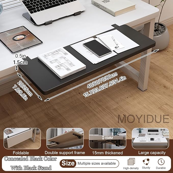 Folding Table Extension Board, 15mm Thickened Material, Side Tables Living Room for Office, Home Learning, Gaming, Instant Space Expansion for Keyboard, Printer, Notebooks