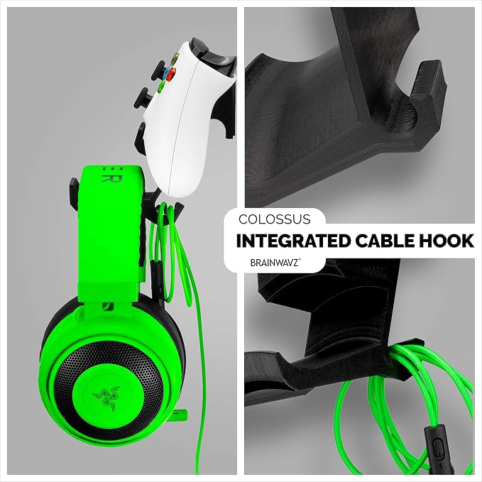 Colossus - Gamepad Controller & Headphone Hanger Holder - Designed for Xbox ONE, PS4, PS3, Dualshock, Switch, PC, Steelseries, Steam & More, Black by Brainwavz