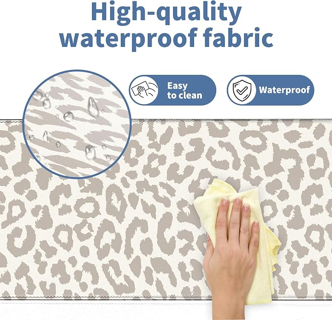 Leopard Print Mouse Pad Large Desk Mat Extended Keyboard Mouse Pad Cute XL Mousepad with Non-Slip Base and Stitched Edge Mouse Mat Desk Pad 31.5 x 11.8 in Mouse Pads for Desk Decor Home Office Gaming