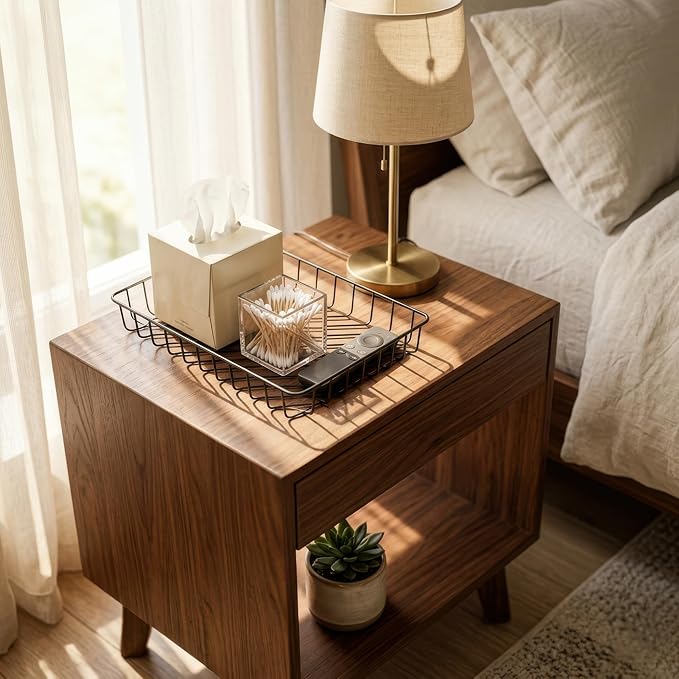Elegant Gold Wire Desk Tray Organizer - Multipurpose A4 Letter Size File Tray, Premium Metal Mesh Document & Magazine Holder, Luxury Storage Basket for Office, Vanity, & Bathroom,Black